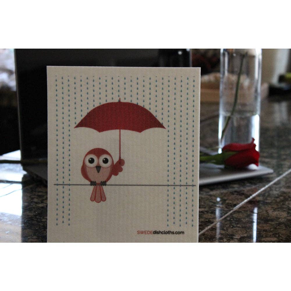 Swedish Dishcloth Redbird in Rain - Wiggle & Ding
