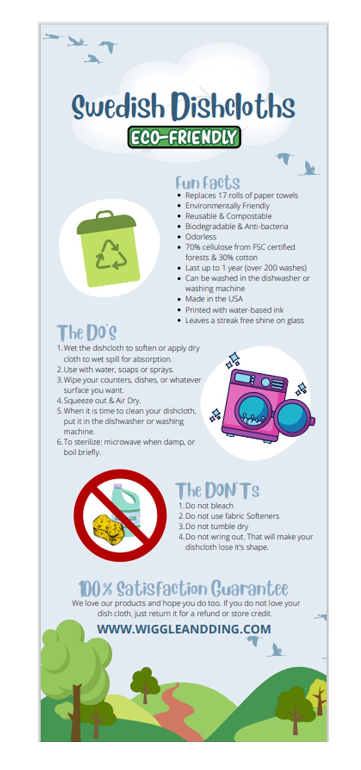 Swedish Dishcloths-Walk on the Beach - Wiggle & Ding