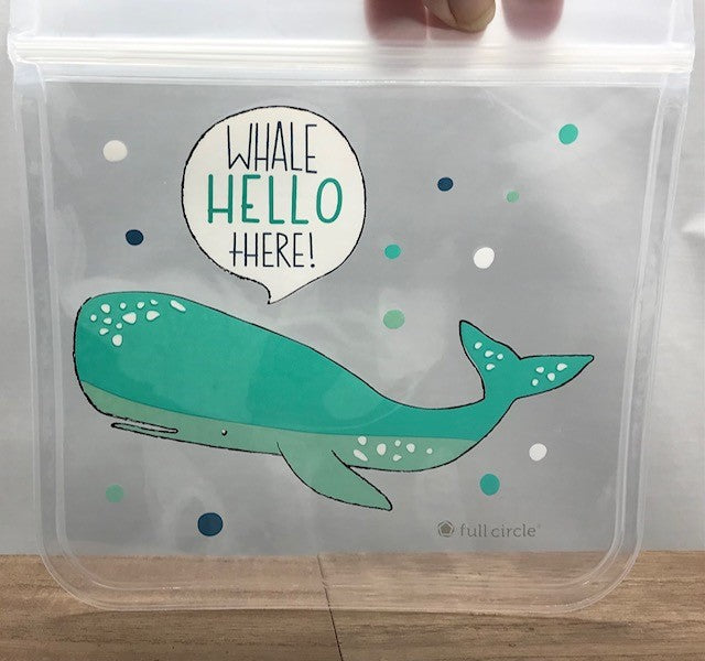 Whale Hello There! Ziptuck Sandwich Bag (2pk) EACH BAG REPLACES UP TO 500 single-use plastic zipper bags! - Wiggle & Ding