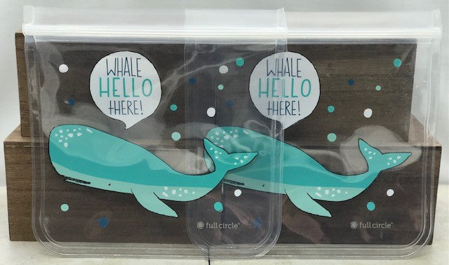 Whale Hello There! Ziptuck Sandwich Bag (2pk) EACH BAG REPLACES UP TO 500 single-use plastic zipper bags! - Wiggle & Ding