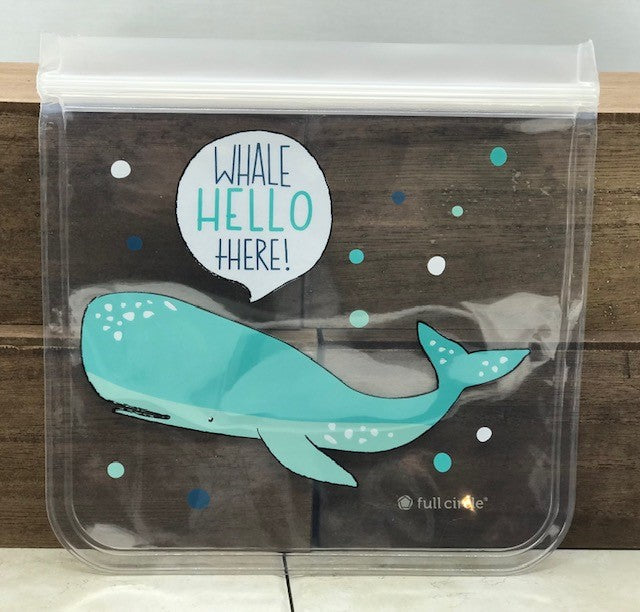 Whale Hello There! Ziptuck Sandwich Bag (2pk) EACH BAG REPLACES UP TO 500 single-use plastic zipper bags! - Wiggle & Ding