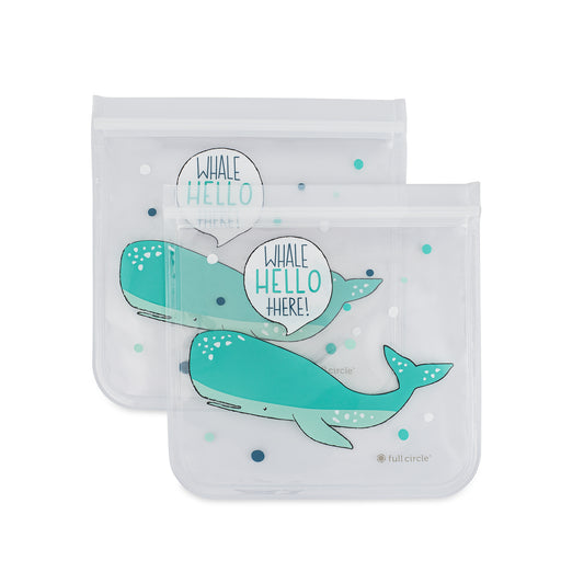 Whale Hello There! Ziptuck Sandwich Bag (2pk) EACH BAG REPLACES UP TO 500 single-use plastic zipper bags! - Wiggle & Ding