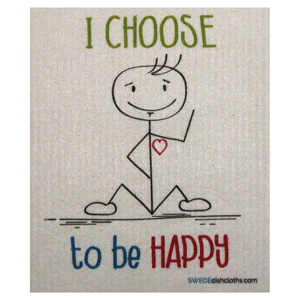 Swedish Dishcloth Stickman Choose To Be Happy - Wiggle & Ding