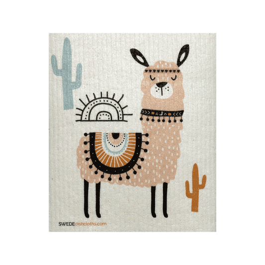 Swedish Dishcloth Pink Llama Spongecloth - Wiggle & Ding