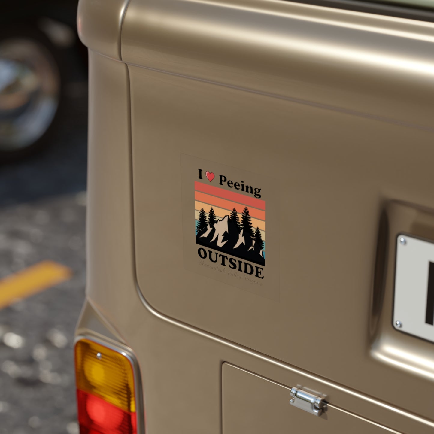 I  Peeing Outside Sticker — Retro Mountain Outdoor Camping Decal (Shenandoah Valley)