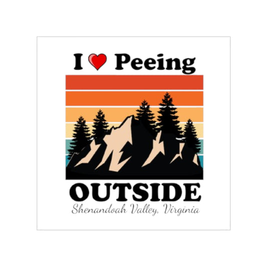I  Peeing Outside Sticker — Retro Mountain Outdoor Camping Decal (Shenandoah Valley)