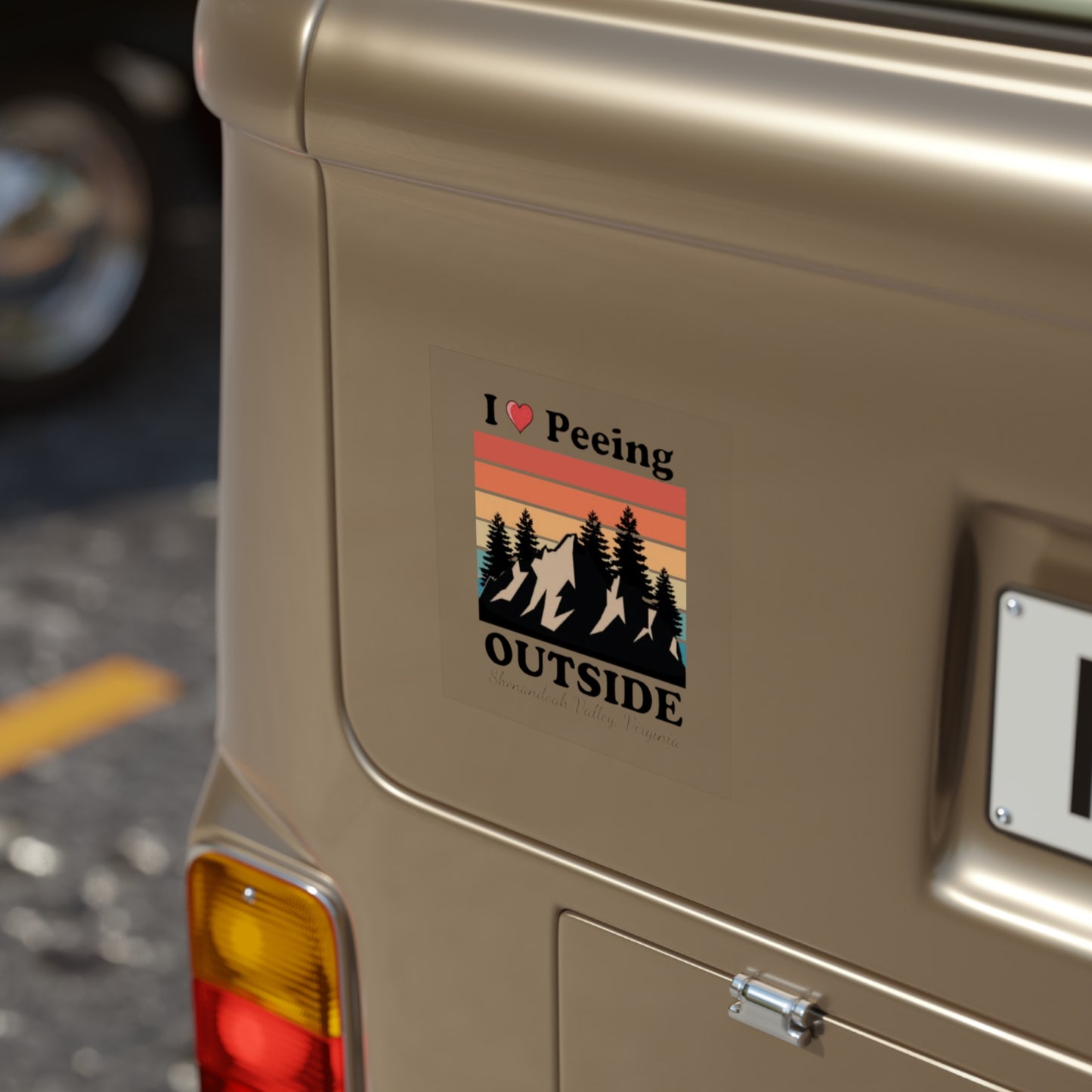 I  Peeing Outside Sticker — Retro Mountain Outdoor Camping Decal (Shenandoah Valley)
