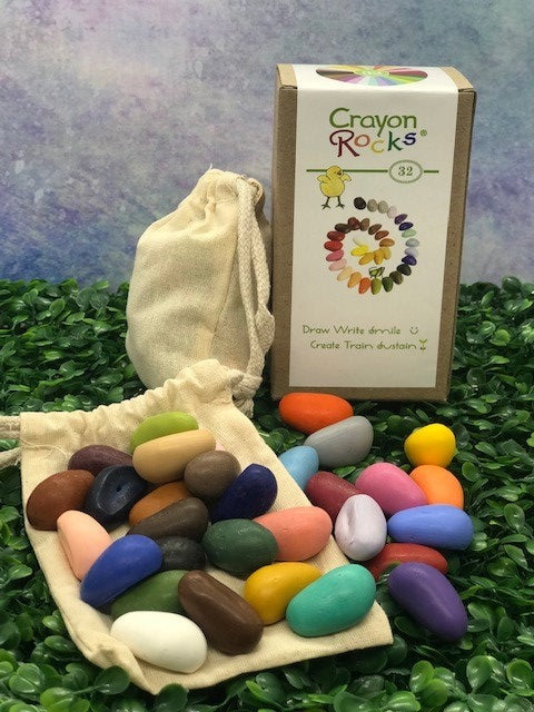 24 - Eco Soy Rock Crayons in a Muslin Bag - Crayon Rocks