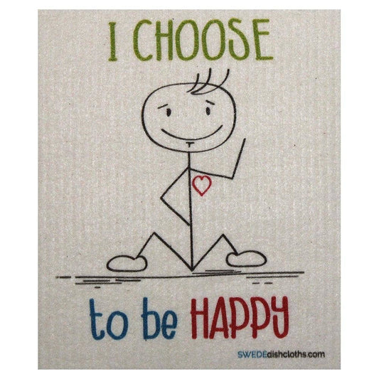 Swedish Dishcloth Stickman Choose To Be Happy - Wiggle & Ding